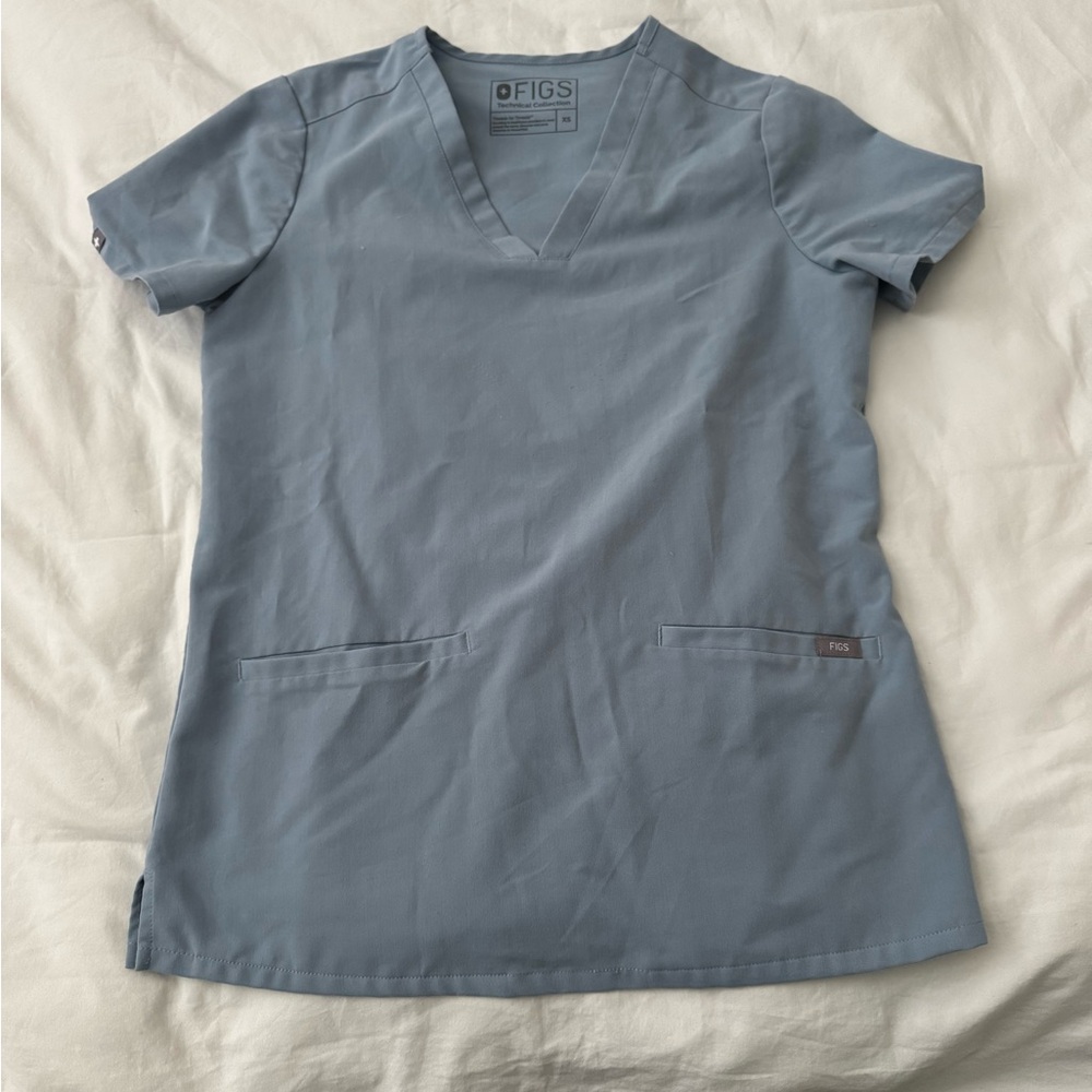 Figs Dusty Blue Scrub Top
